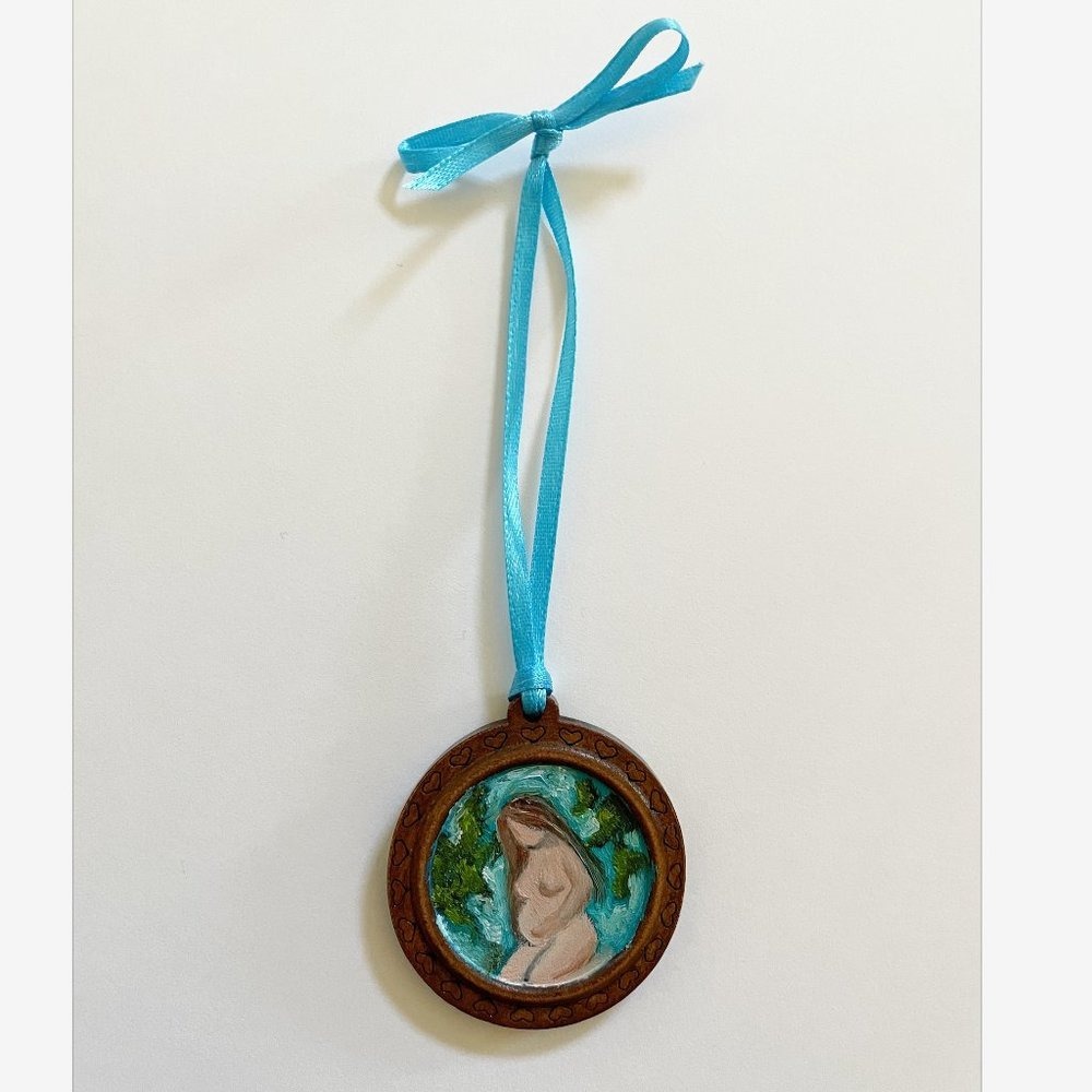 NEW MOTHER Baby Oil Painted Mini Ornament Handmade ONE OF A KIND Gift Art Decor